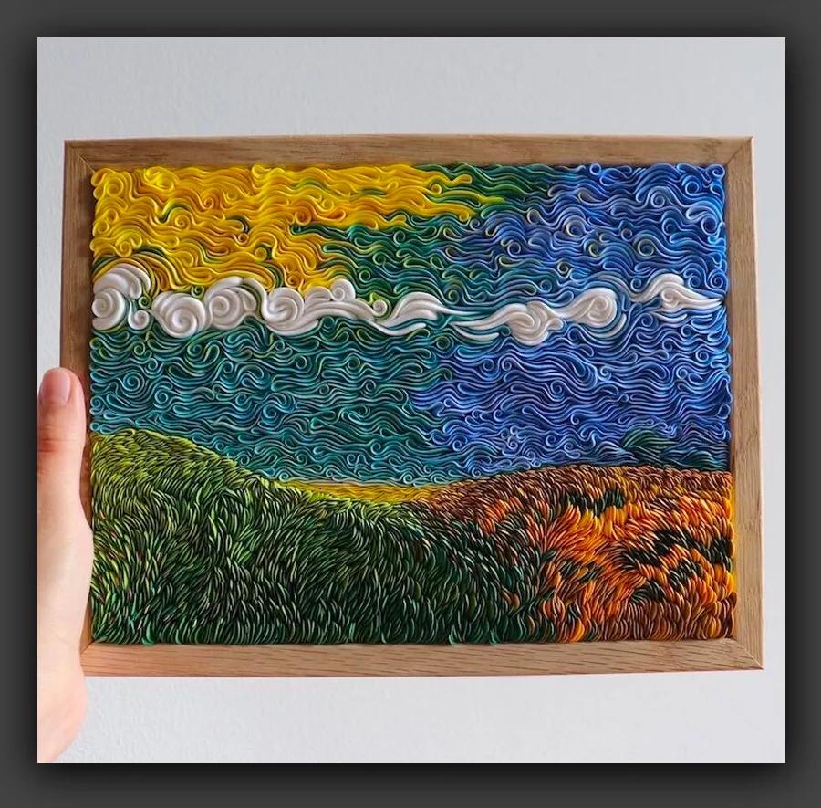 儿童风景画大全轻粘土,用轻粘土和a4纸画风景画