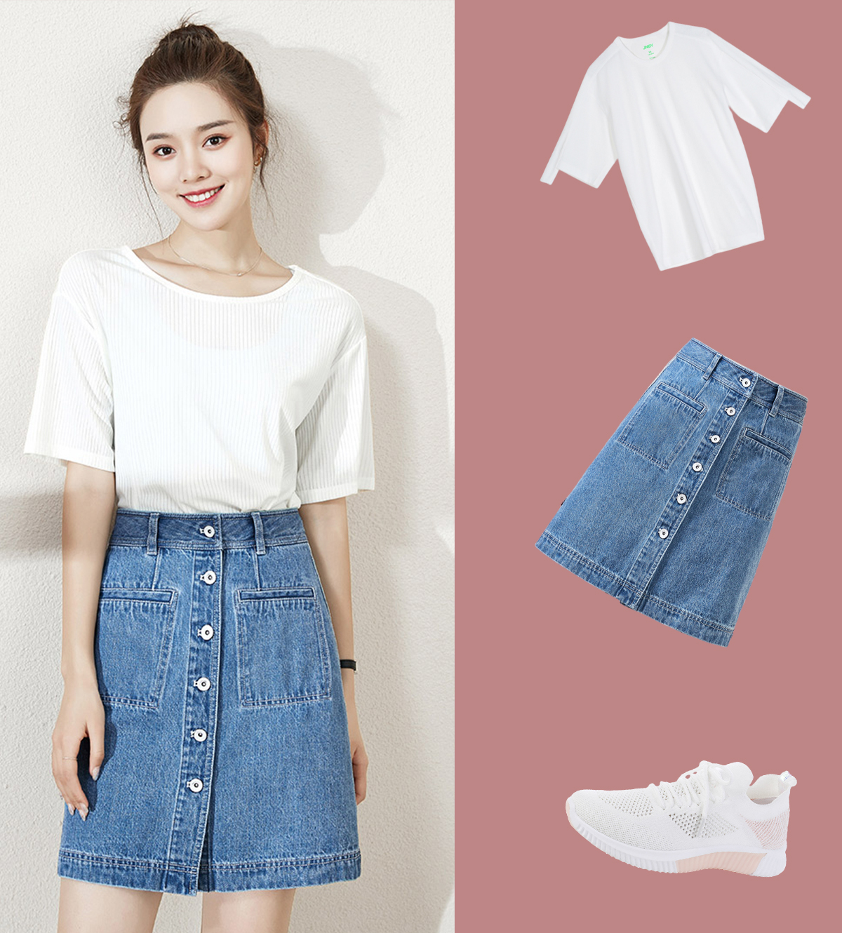 一分钟就可以学会的牛仔裙穿搭！秒变“夏日潮女”