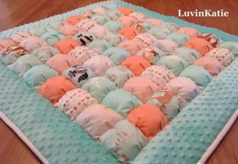 泡芙花坐垫编织初学者,布艺泡芙坐垫制作教程