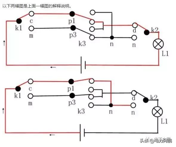 双控开关加单控开关线路图,双控三控开关实物布局图