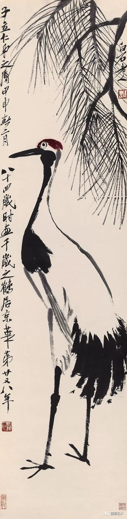 松鹤延年比较有名的图画,写意松鹤图看一下