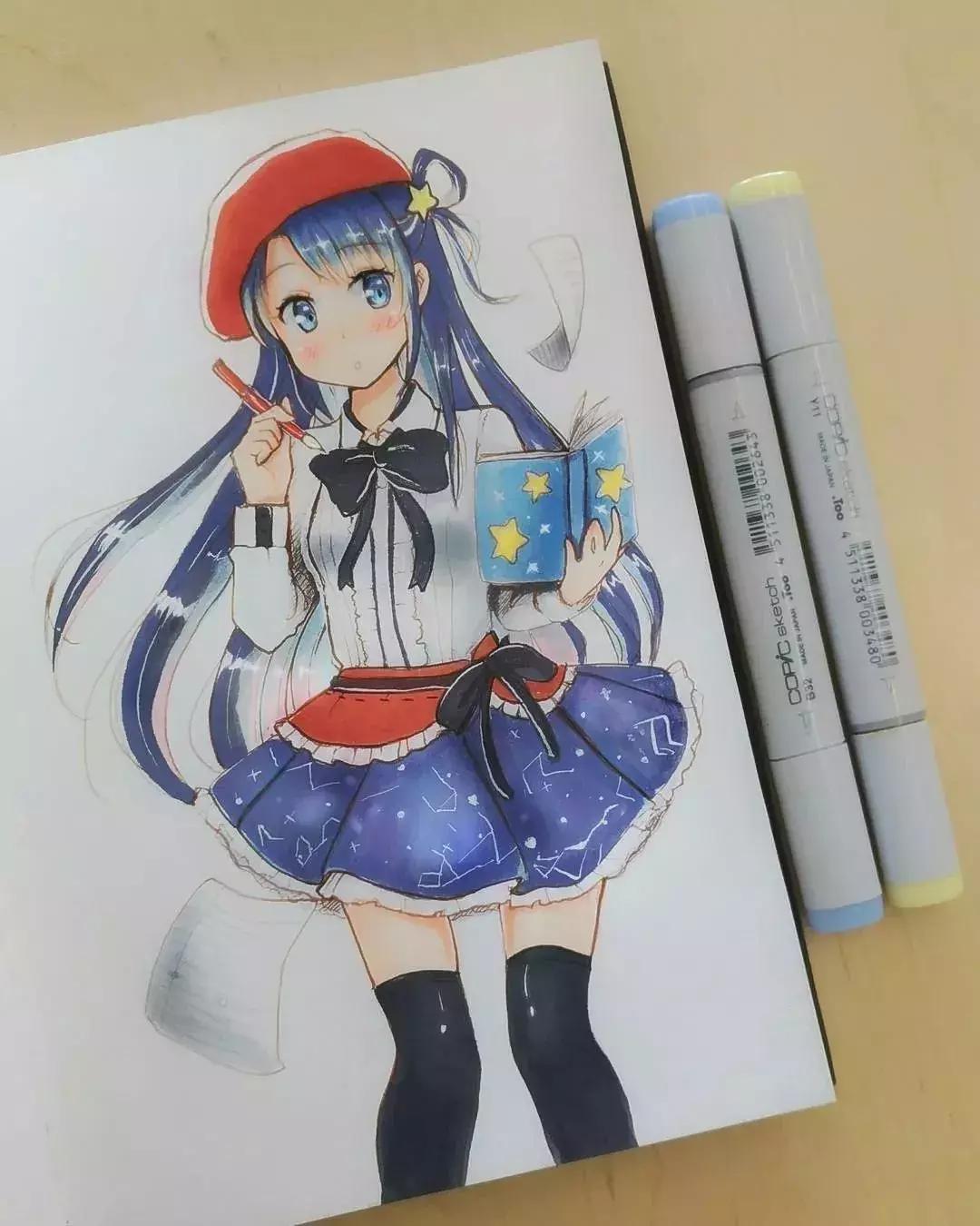 可爱动漫人物手绘马克笔,马克笔好看的动漫人物