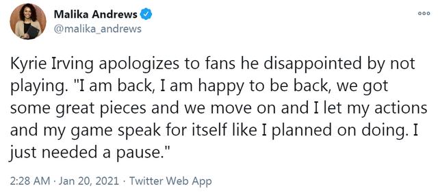 欧文现在的状态最新消息,欧文新赛季缺席所有主场比赛