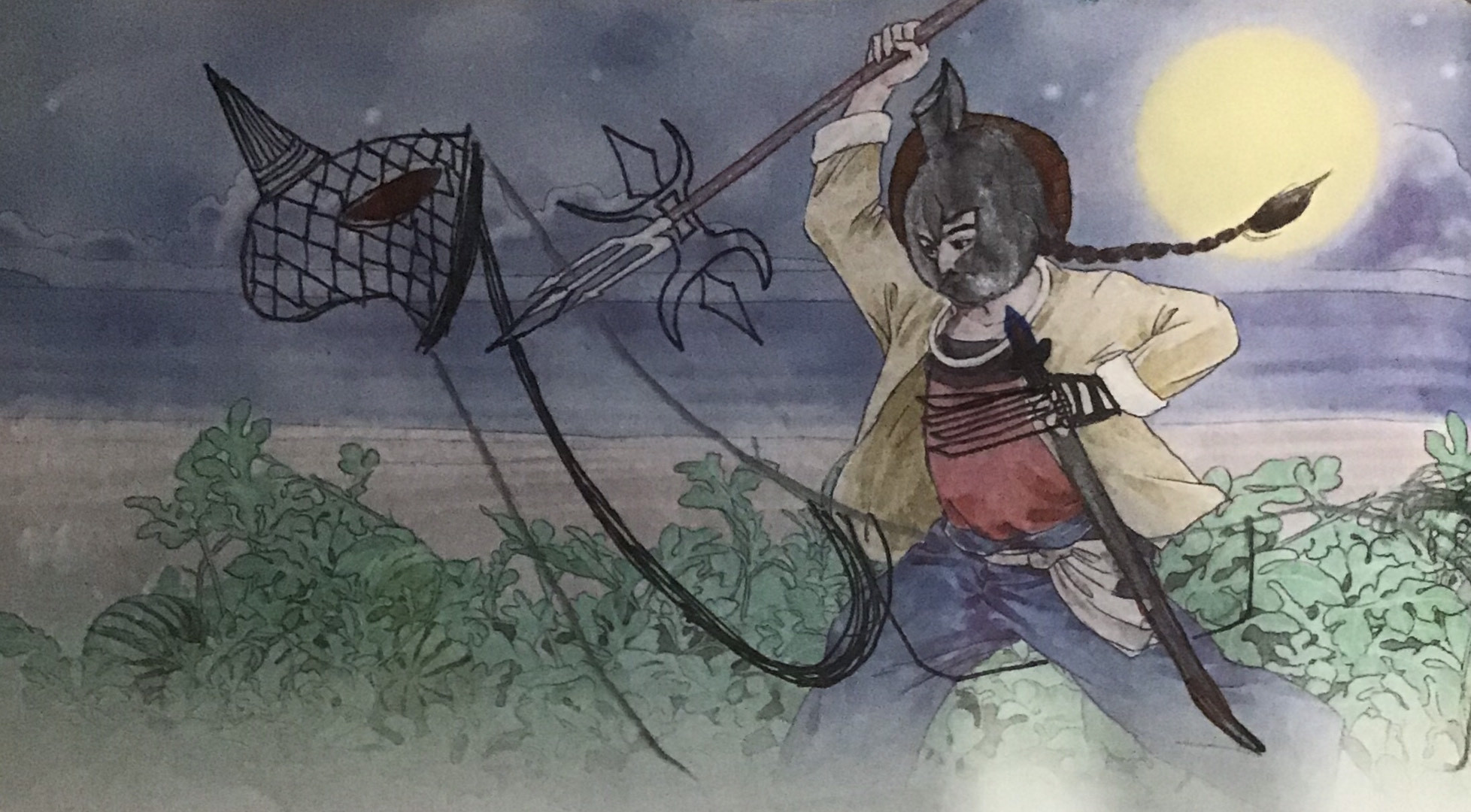 课本上的搞笑涂鸦少年闰土变马超,少年闰土插图恶搞改画