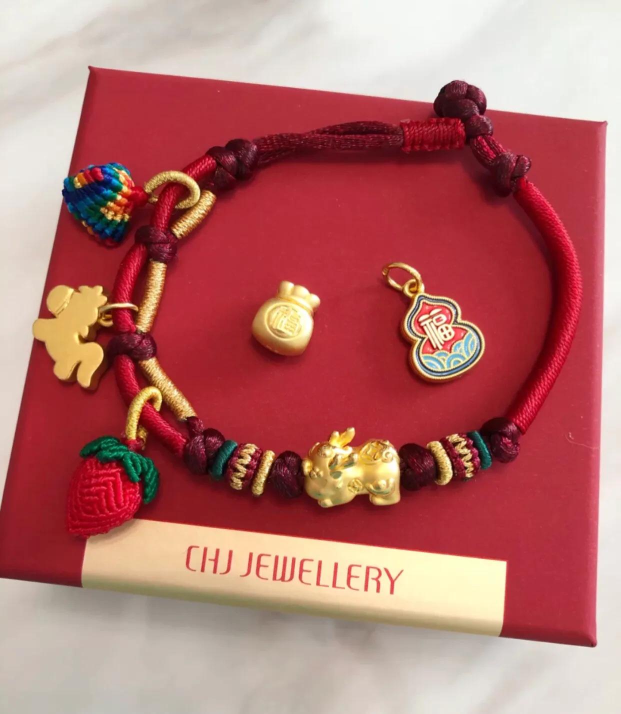 潮宏基小米珠珍爱黄18k金手链,潮宏基黄金手镯手链叠戴