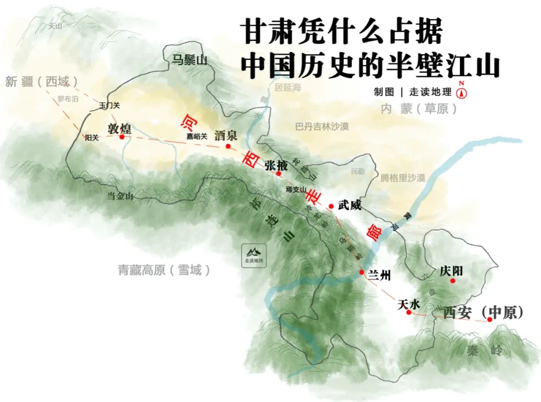 甘肃旅游手绘图简单又漂亮,甘肃旅游路线图手绘