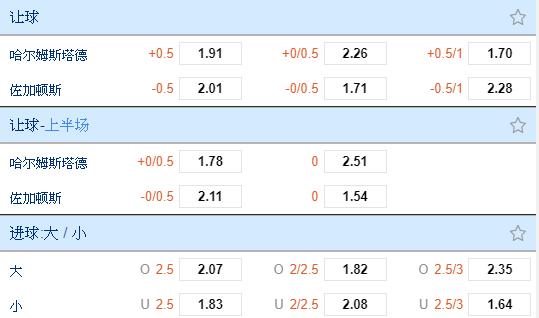 瑞超：哈尔姆斯塔德VS佐加顿斯，状态火热主队延续不败