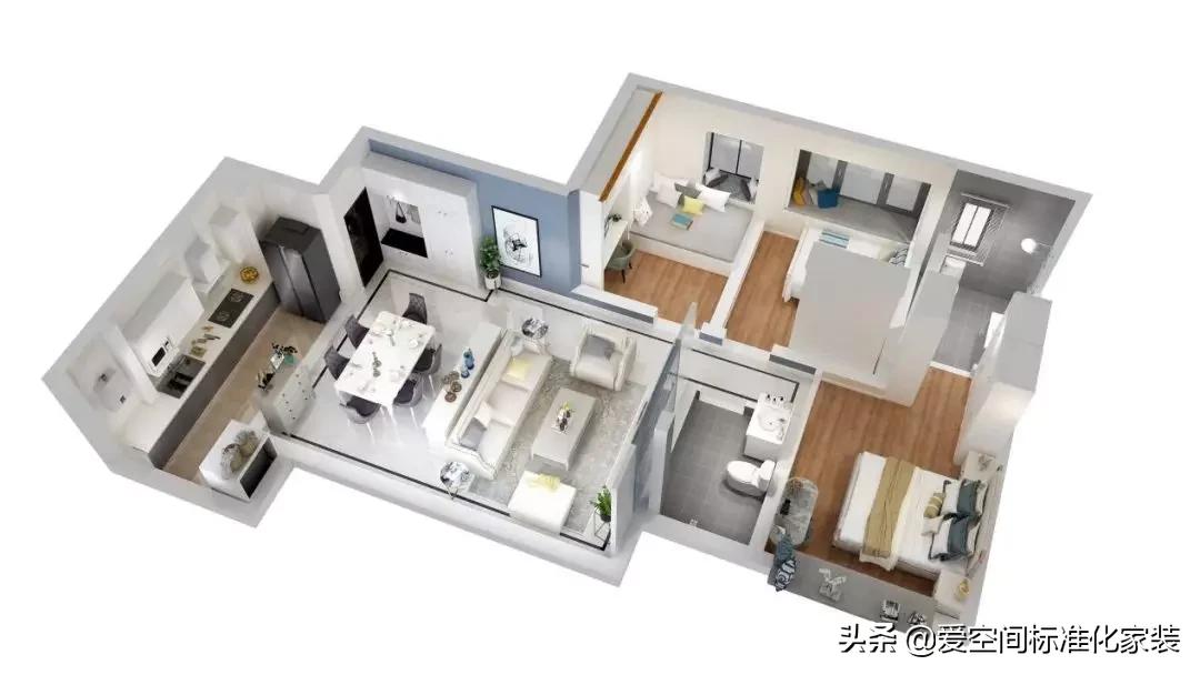 10款狭长小户型衣帽间装修效果图,客餐厅一体顶设计