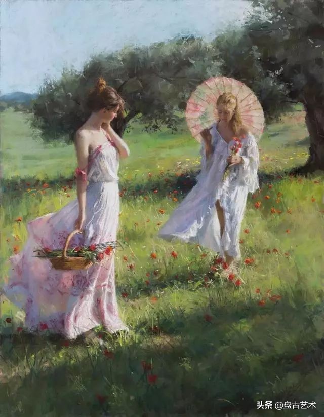 西班牙画家画美女的炉火纯青技法——盘古艺术油画