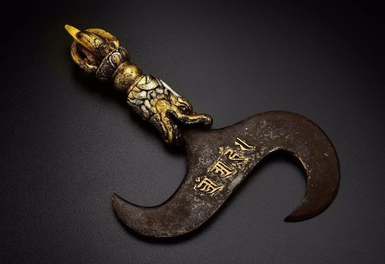 18世纪铜鎏金金刚杵,金刚橛钺刀