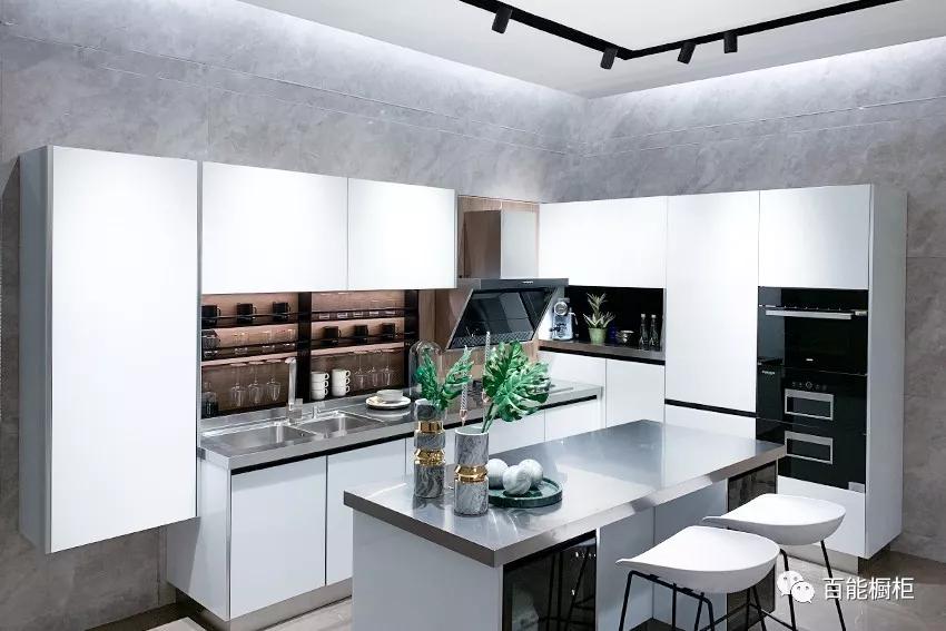 百能不锈钢高端橱柜设计,厨房不锈钢一体橱柜款式图