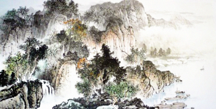 杨昌林山水画,现代水墨林溪山水画