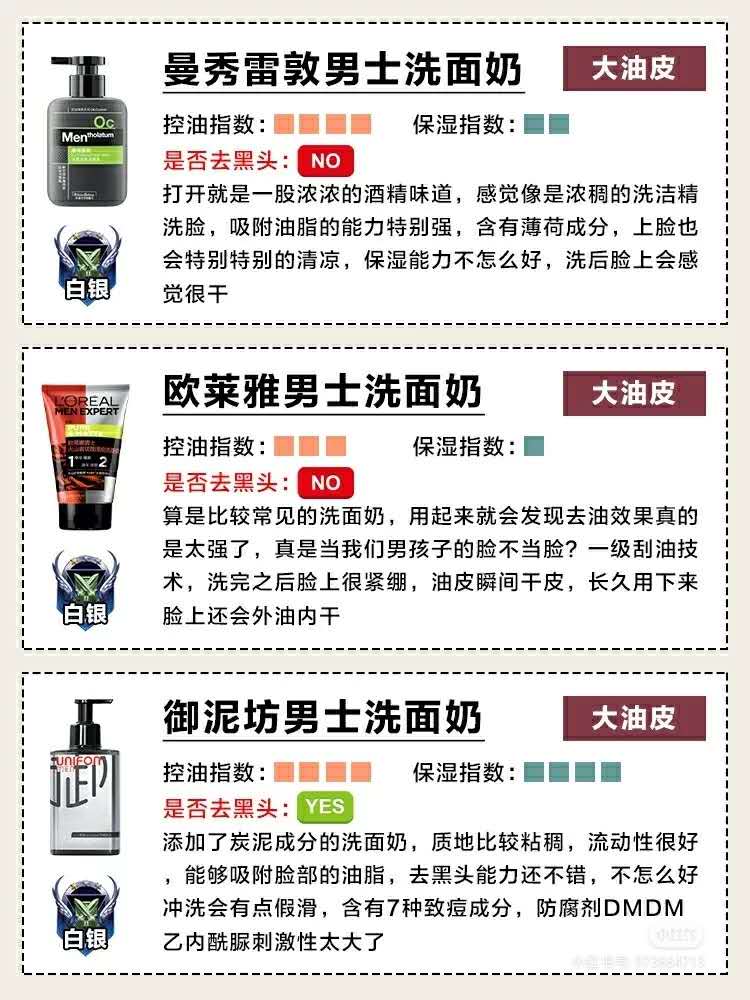 2020最好用的男士洗面奶排行榜,2021男士洗面奶测评红黑榜