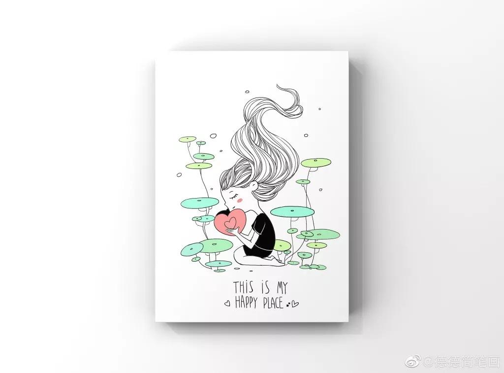 简单清新花卉的简笔画图片大全,唐老鸭简笔画可爱清新小女孩