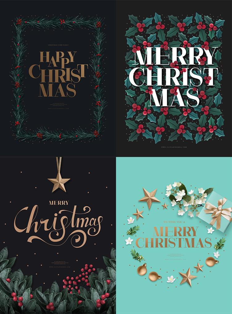 圣诞节主题海报制作图片,圣诞节海报素材和教程视频