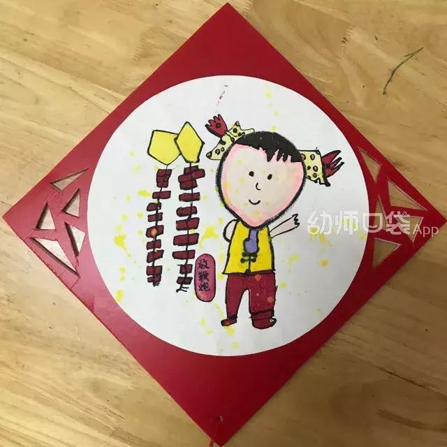 新年创意美术作品春节快乐,创意美术4-6岁新年鞭炮