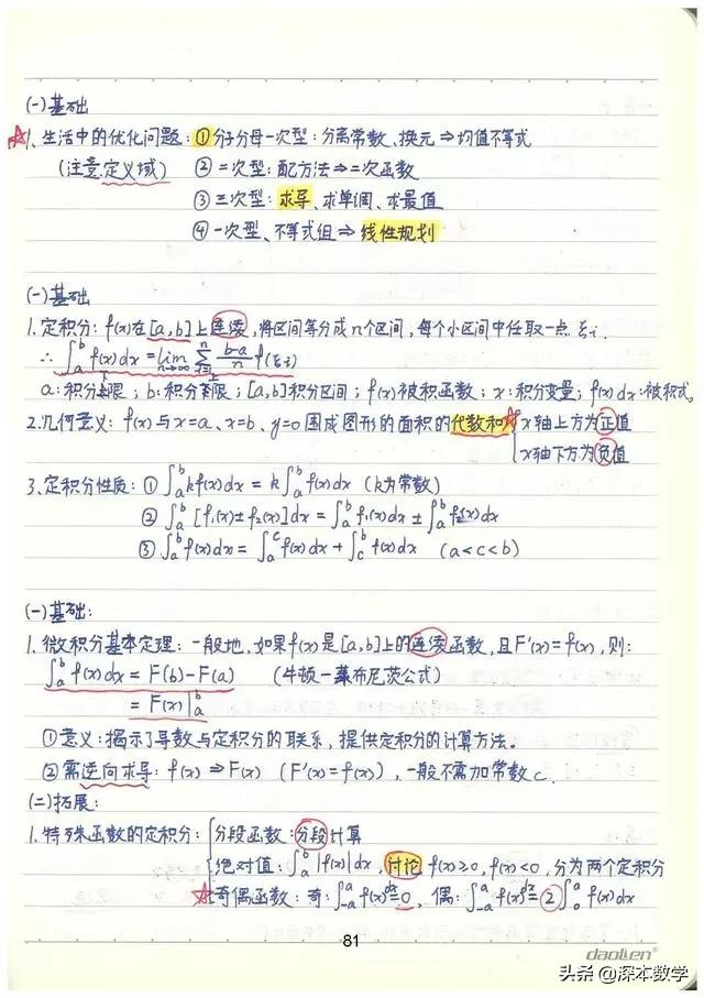 高考数学147分学霸手写笔记完整版,高考数学140+提分笔记