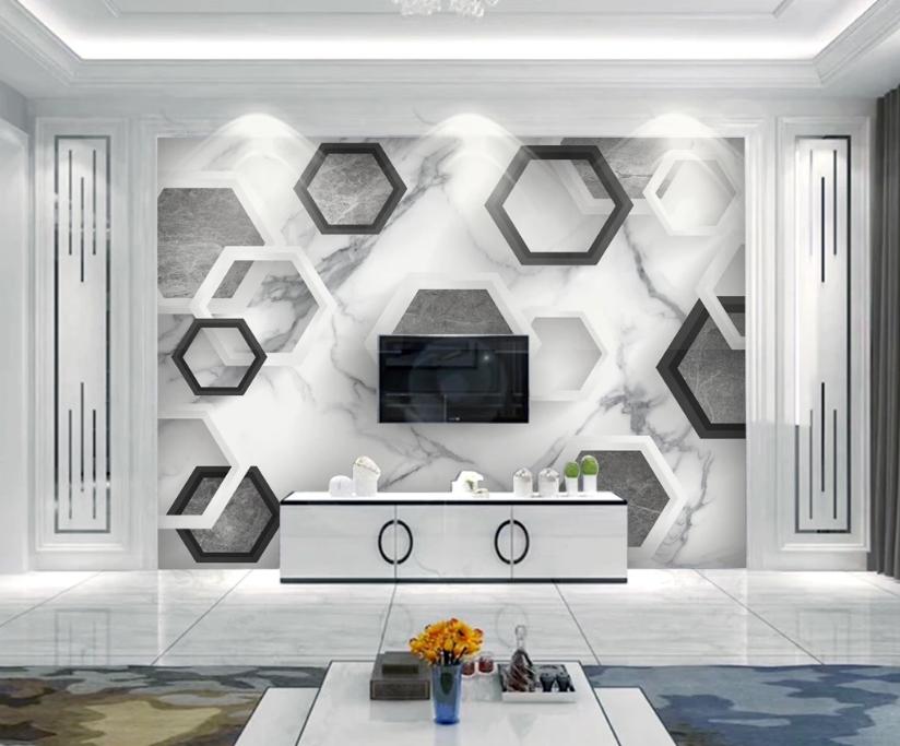 现代简约装修风格石材电视背景墙,石材瓷砖背景墙效果