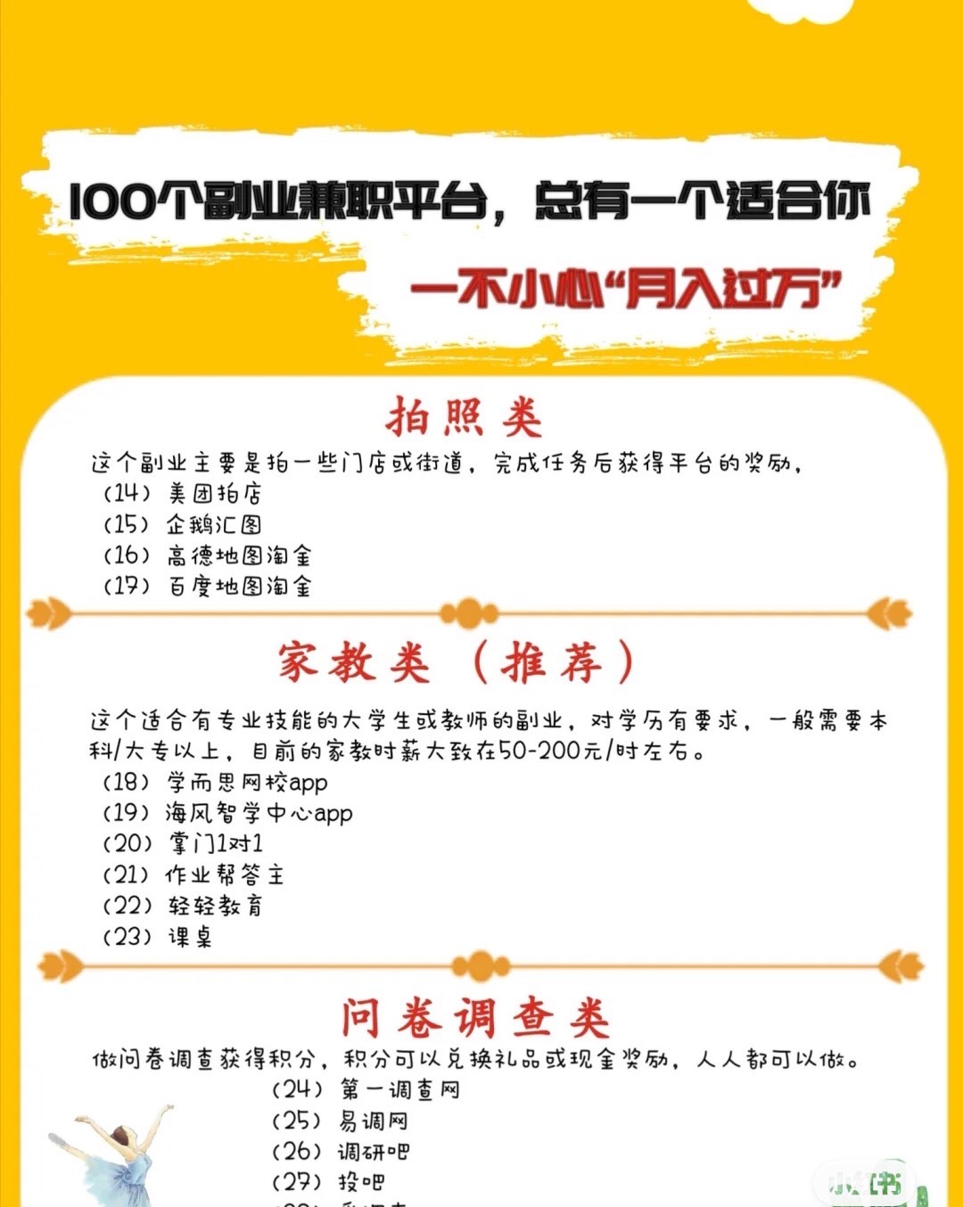 101个副业兼职平台,20种副业兼职平台