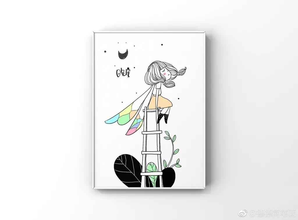 简单清新花卉的简笔画图片大全,唐老鸭简笔画可爱清新小女孩