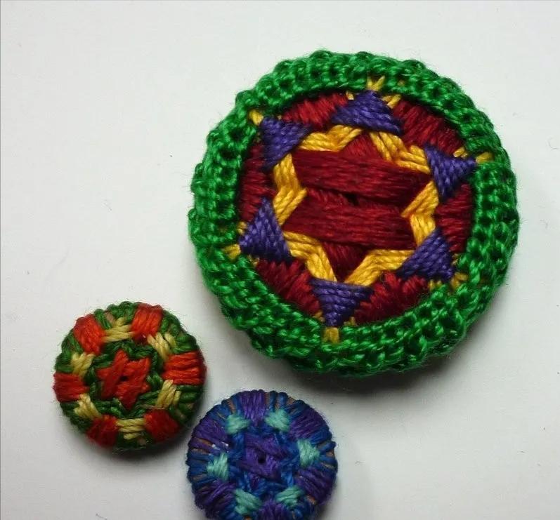 一个圆周边加一点装饰,用彩线做简单的小装饰