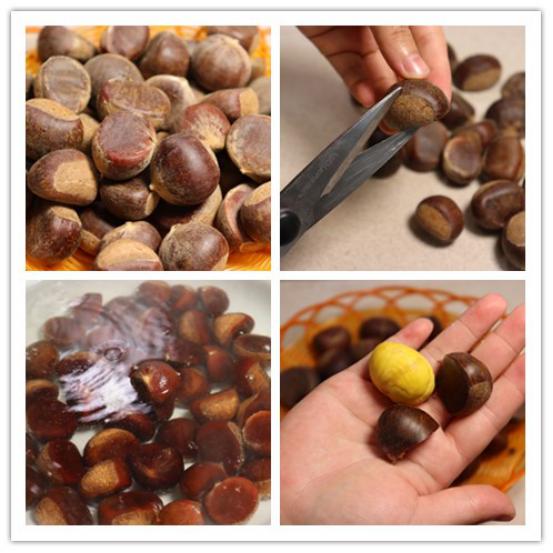 剥生板栗有小窍门一分钟剥一盘,圆板栗怎么剥壳简单方便