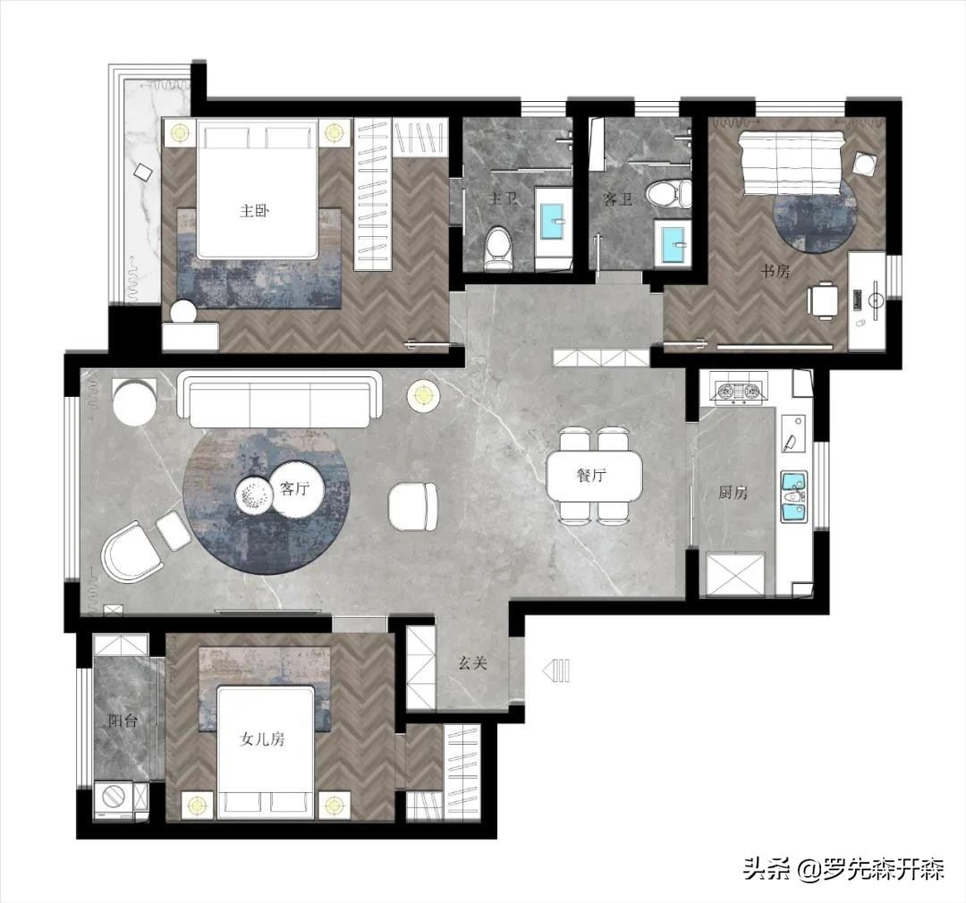 139平精装房装修改造设计效果图,138平米带精装修改造