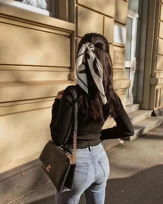 长丝巾古装系法3米长1.5米宽丝巾,长条丝巾配衬衣的系法简单又漂亮