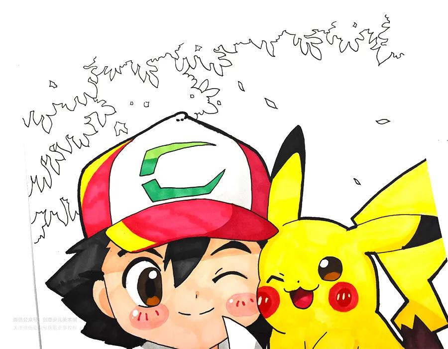 儿童画皮卡丘创意画图片,皮卡丘的简笔画儿童画大全