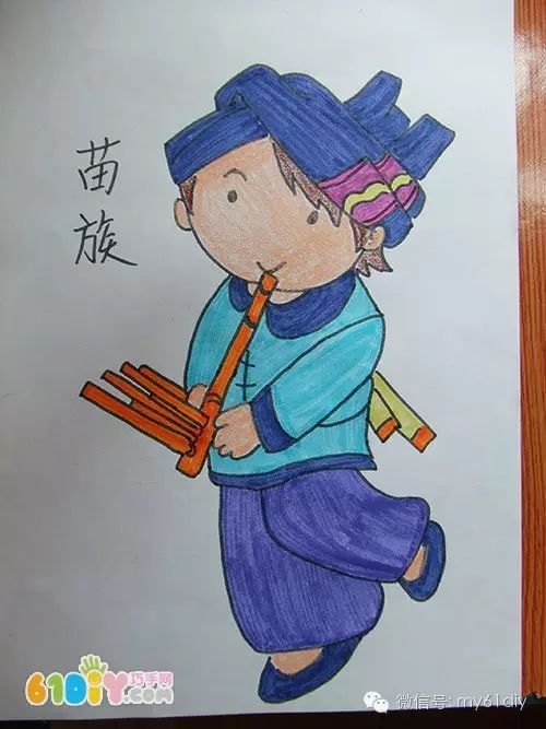 彩色少数民族儿童简笔画图片大全,五十六个民族简笔画卡通