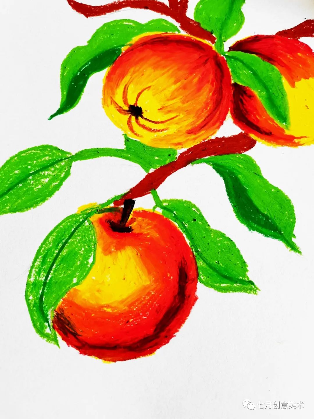 零基础油画棒画苹果,油画棒画苹果图片教程