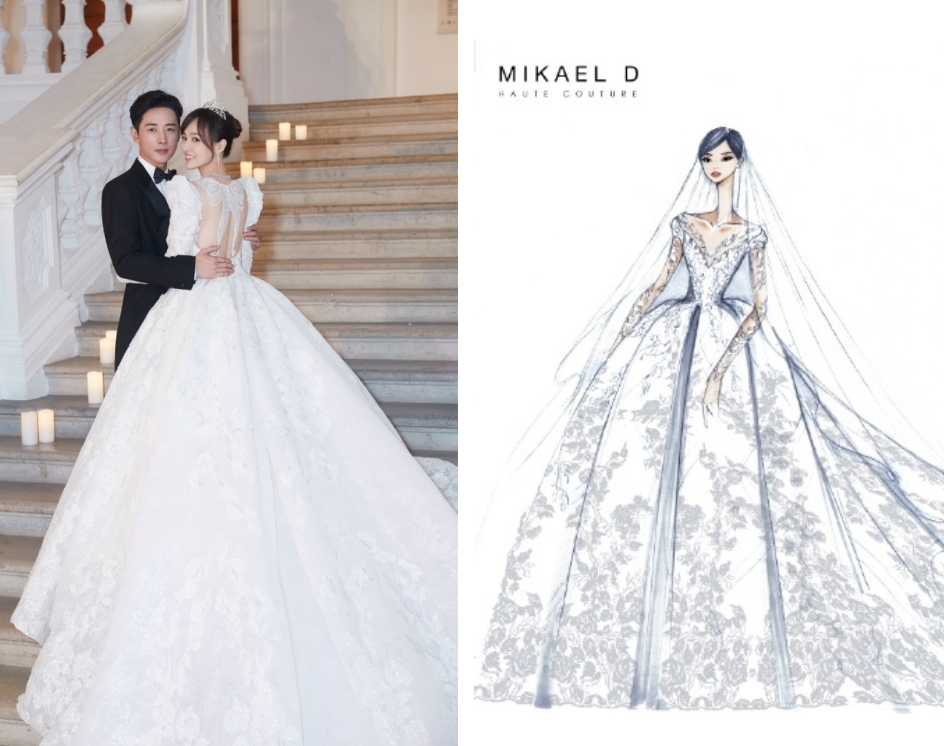 昆凌和唐嫣的婚纱哪个更好看,明星婚纱郭碧婷