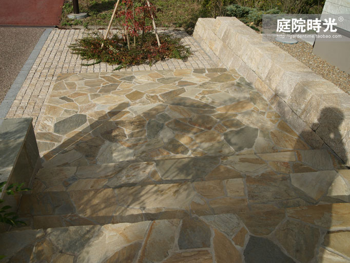 中式庭院古代老石板铺装,庭院铺装样式区域颜色搭配