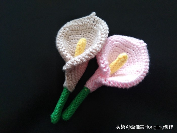 马蹄莲花的钩织教程,马蹄莲宽叶子的钩织教程