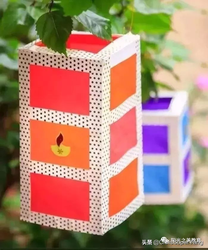 幼儿园小班元旦亲子手工立体灯笼,手工亲子灯笼