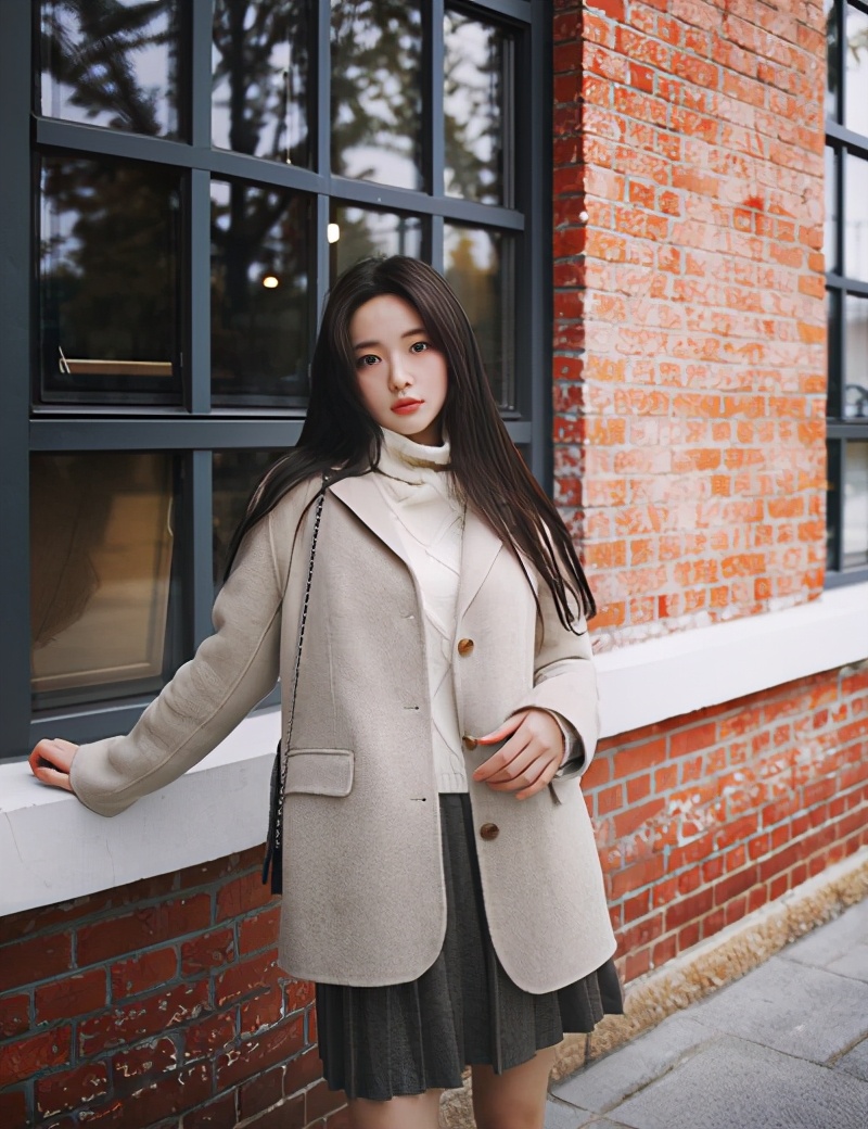 淑女风羊毛大衣,宽松慵懒羊绒毛衣女款配大衣