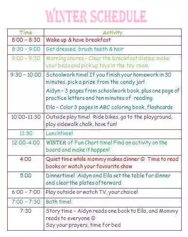 不要让孩子暑假虚度,儿童寒假计划表模板