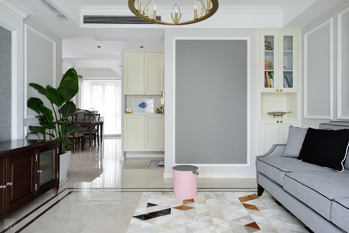 135平方米美式3房2厅精装修效果图,110平的美式风格三居清新优雅