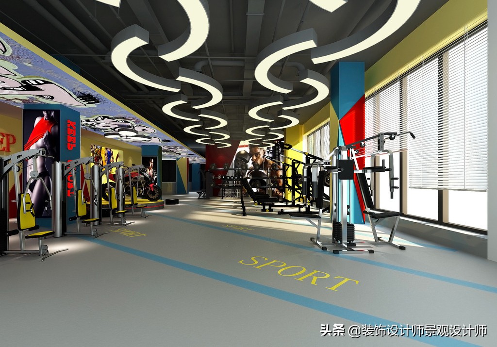 公司健身房设计效果图,书房健身房二合一设计效果图