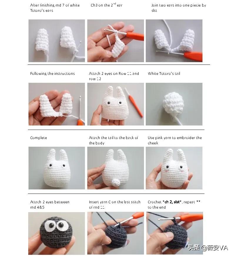 钩针迷你玩偶龙猫图解,钩针龙猫叶子