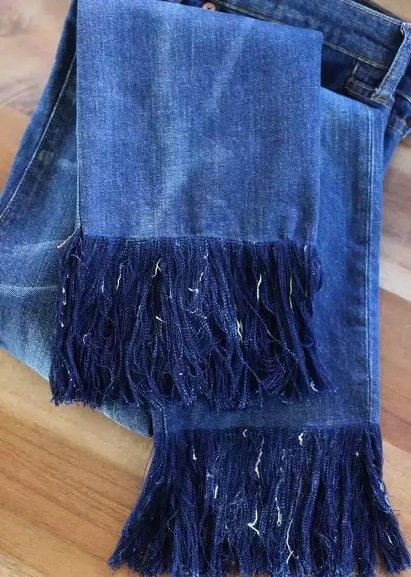 旧牛仔裤怎样改造流苏,家里面的废牛仔裤旧布料利用