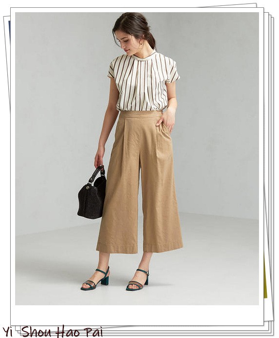 亚麻垂感裤搭配,杏色阔腿亚麻裤的搭配