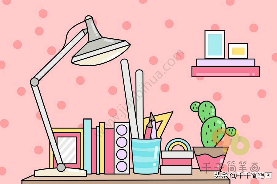 书桌简笔画简单又好看加凳子,学会整理书桌和房间的简笔画