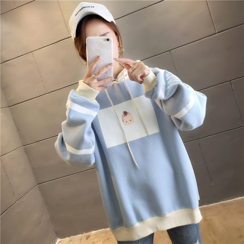 「女装」最新款式宽松加绒连帽卫衣/089654