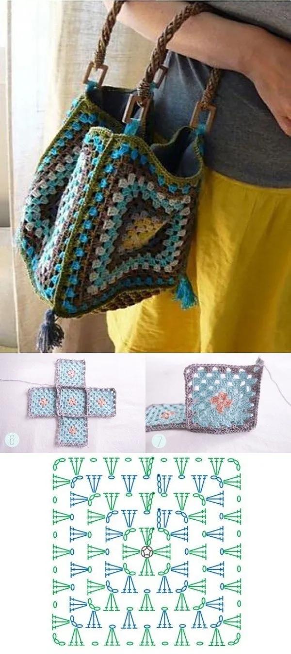 日本高级钩针祖母方格花片图解,祖母方格钩针教程值得学