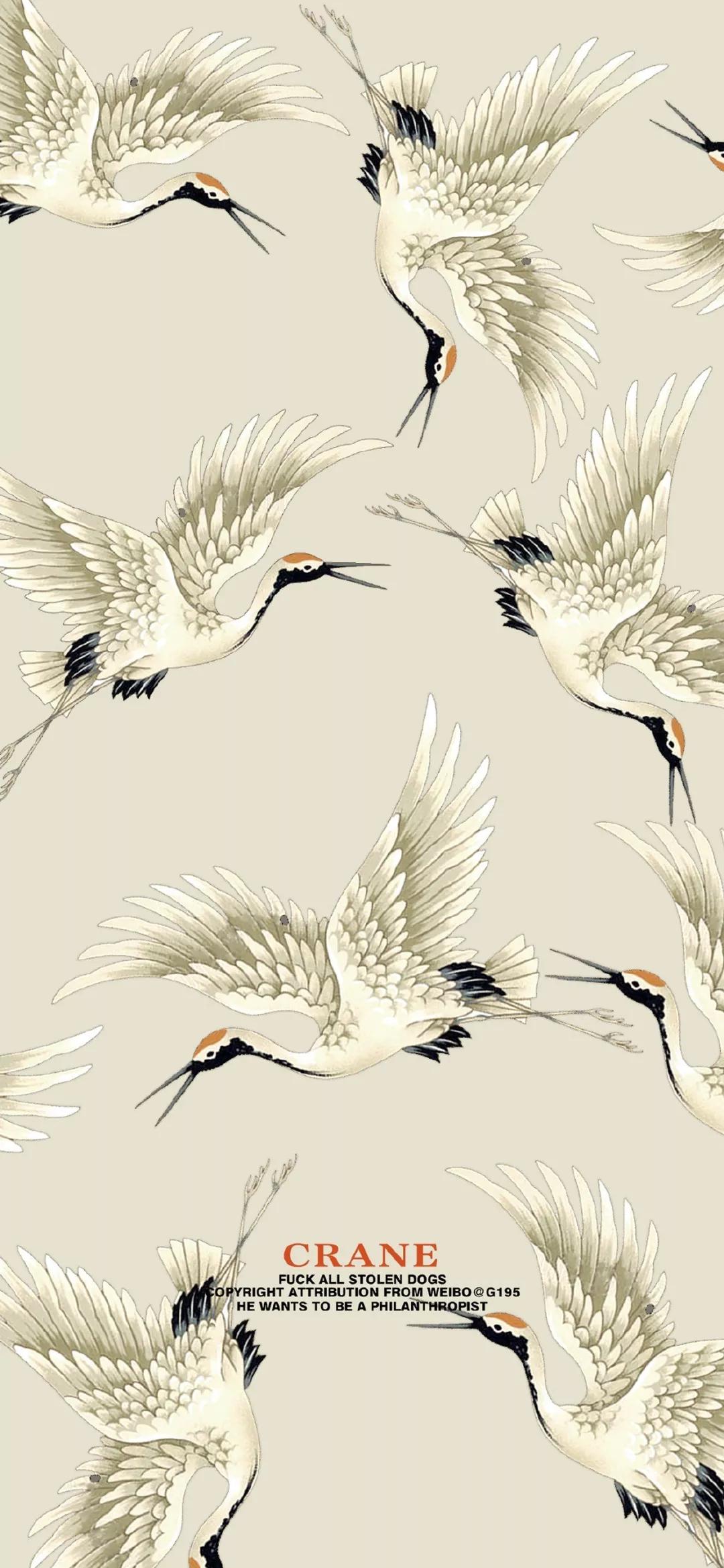 超高清古风仙鹤壁纸,仙鹤图案的中国风壁纸