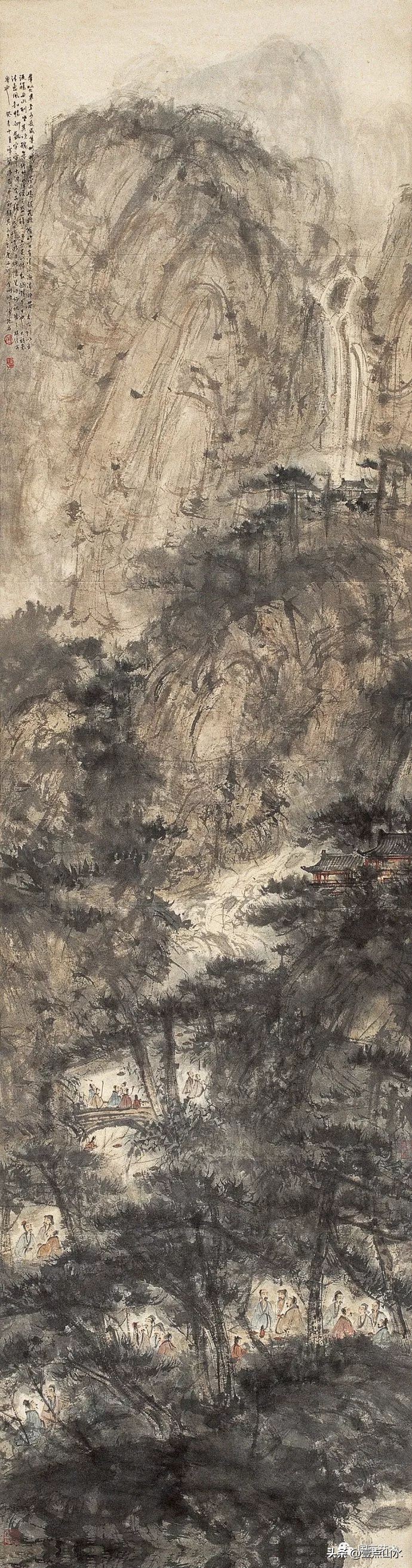 傅抱石山水全集,酣畅淋漓水彩画作品