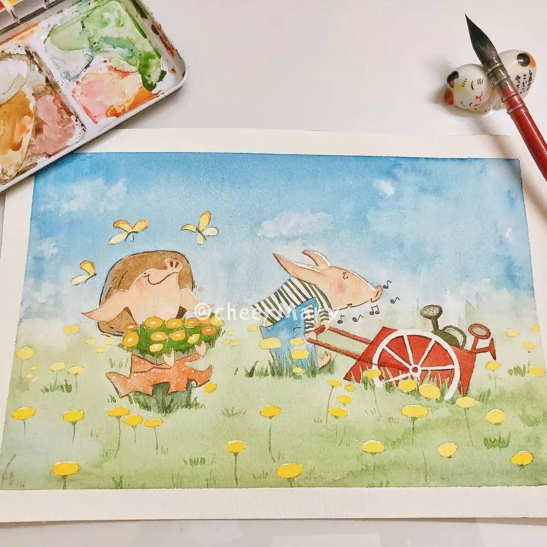 简笔画可爱小人插画,超萌可爱的插画小人