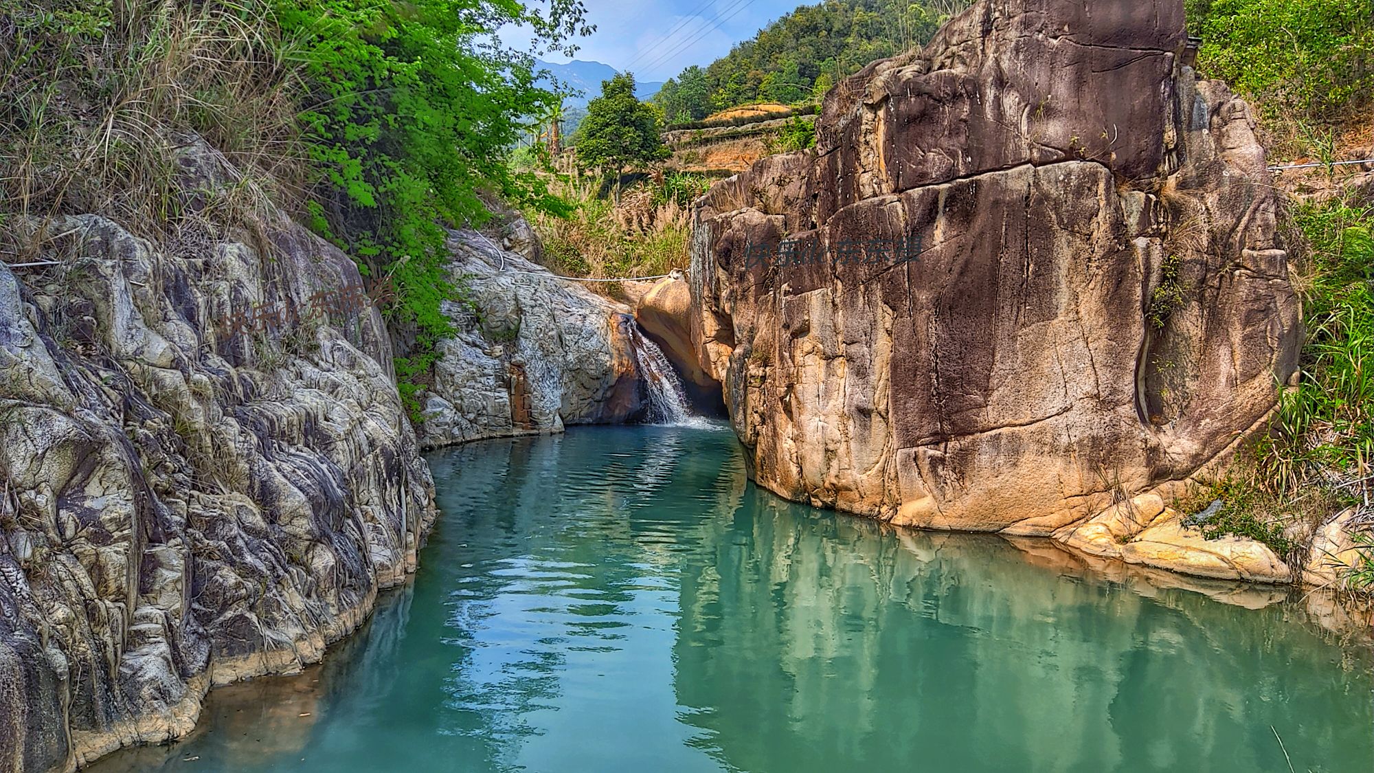 揭阳市玉湖镇坪上村瀑布,揭东区玉湖镇坪上村石场