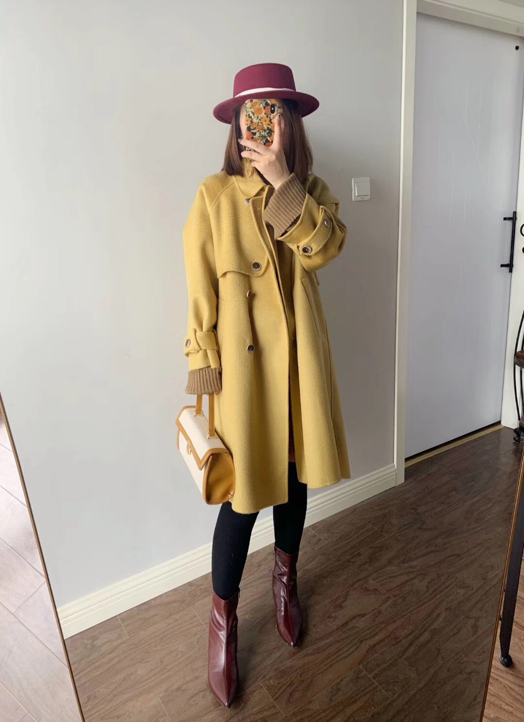 不同版型深灰色双面羊毛大衣穿搭,羊毛绒大衣怎么穿不显臃肿